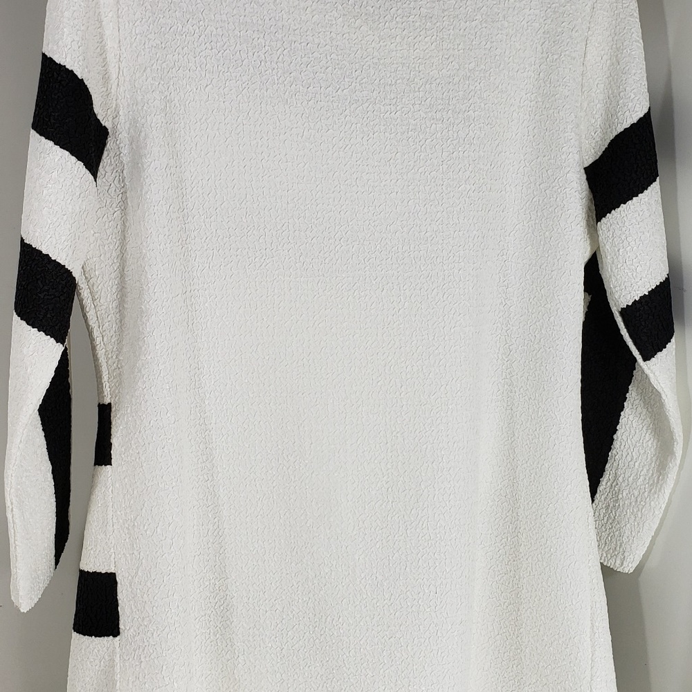 Women's Knit Berek Black & White Geometric Coat L - Picture 7 of 8